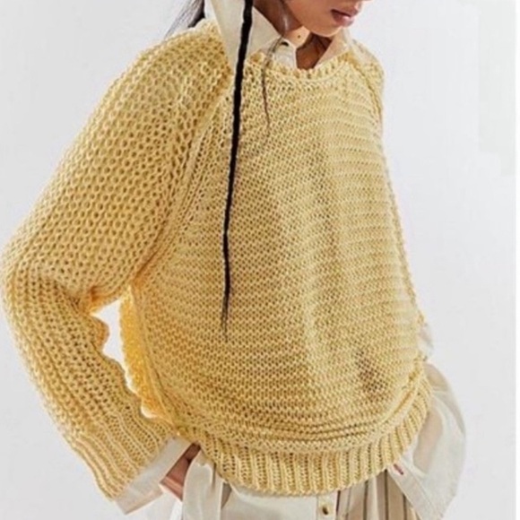 WE THE FREE Heirloom Collection Essential Linen Chunky Knit Crewneck Sweater NEW - Picture 2 of 9
